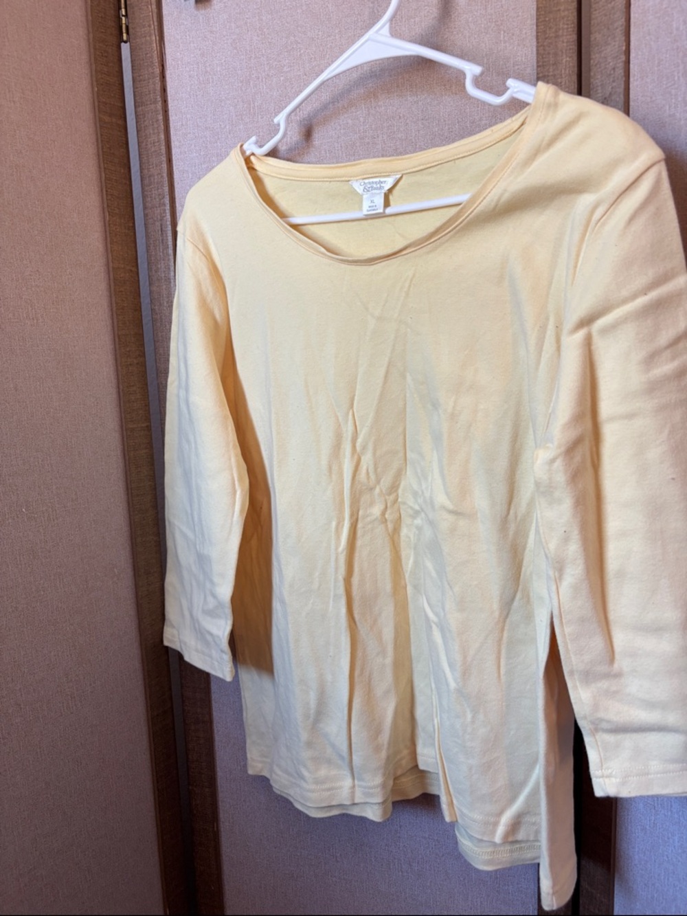Christopher & Banks Light Yellow Scoop Neck Long Sleeve Top XL